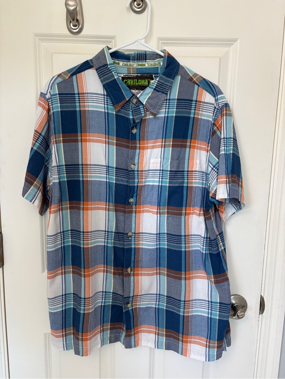 Cariloha Men's M Plaid Short-Sleeve Button-Up Shirt, Bamboo